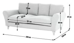 Habitat Carrie Fabric 3 Seater Sofa - Graphite -Habitat 9579879 R E001