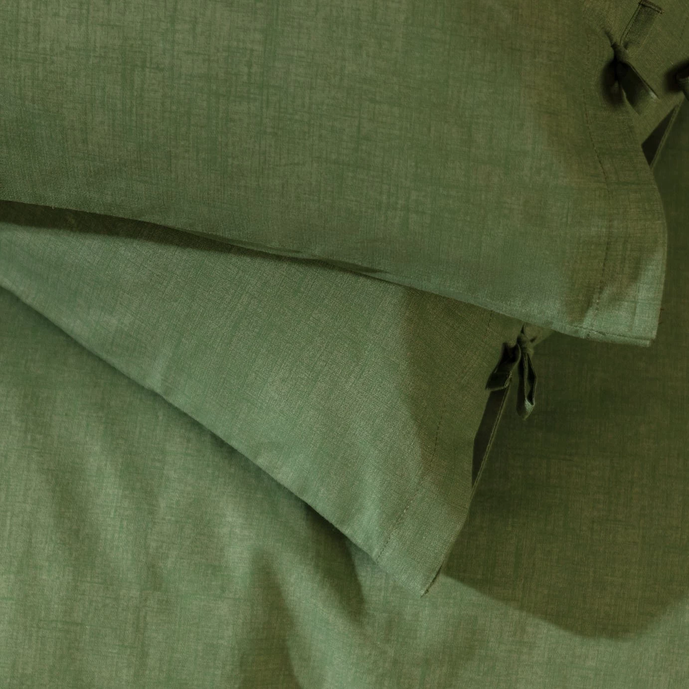 Habitat Cotton Textured Plain Green Bedding Set - Single 6 Habitat Cotton Textured Plain Green Bedding Set - Single - Image 4