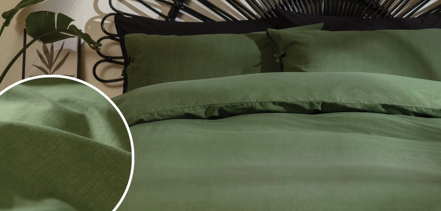Habitat Cotton Textured Plain Green Bedding Set - Single 7 Habitat Cotton Textured Plain Green Bedding Set - Single - Image 5