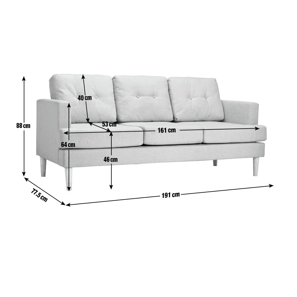 Habitat Joshua Fabric 3 Seater Sofa - Blue 5 Habitat Joshua Fabric 3 Seater Sofa - Blue - Image 3