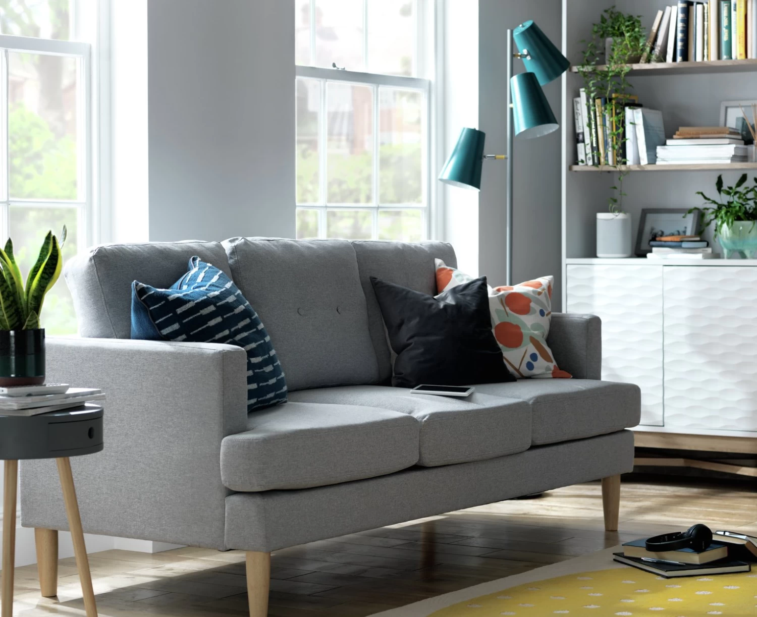 Habitat Joshua Fabric 3 Seater Sofa - Blue 4 Habitat Joshua Fabric 3 Seater Sofa - Blue - Image 2