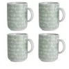 Habitat Scandi Decal Set Of 4 Mugs - White And Mint