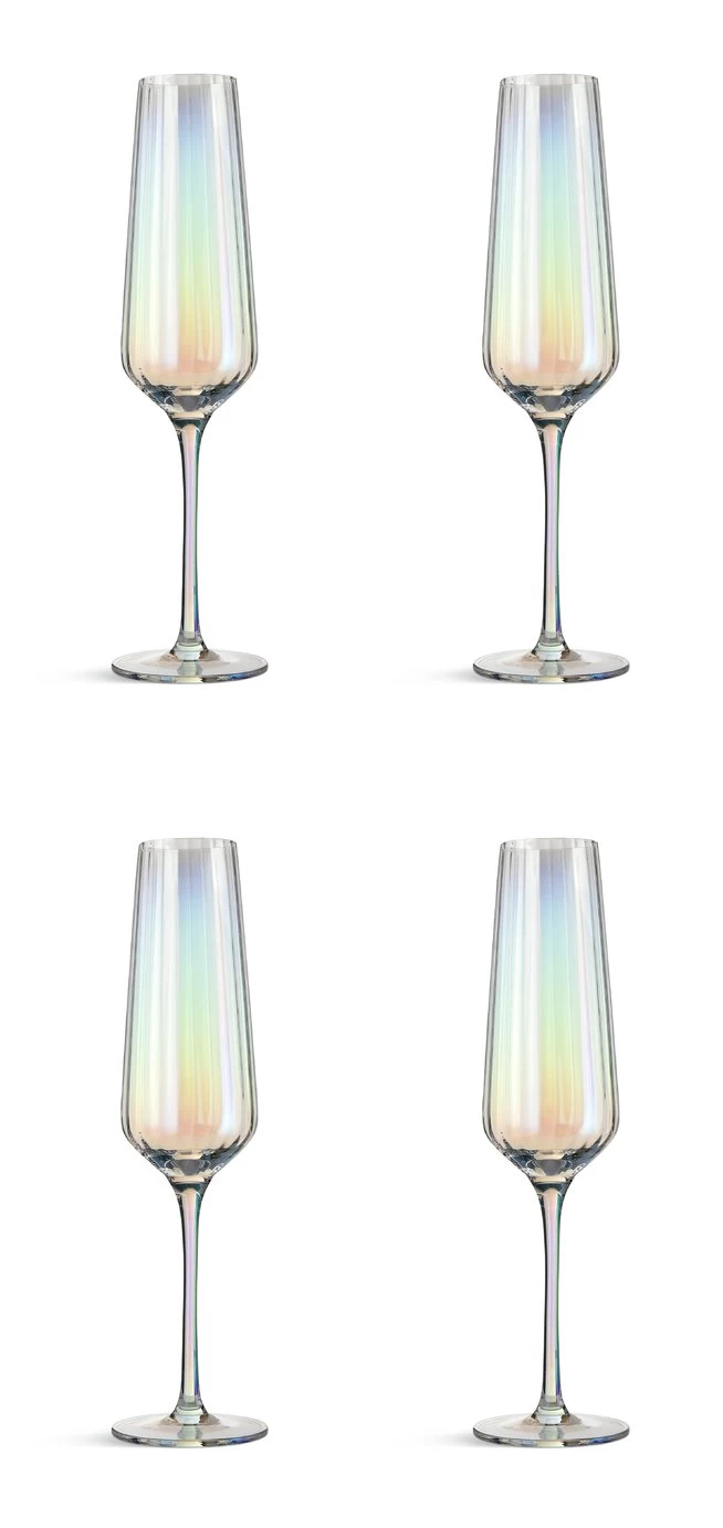 Habitat Iridescent Lustre Set Of 4 Champagne Flute 3 Habitat Iridescent Lustre Set Of 4 Champagne Flute
