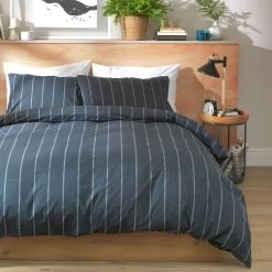 Habitat Cotton Modern Country Stripe Navy Bedding Set-Single