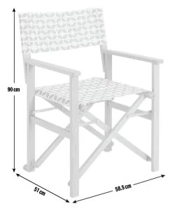 Habitat Folding Wooden Director Chair - Grey & White -Habitat 9610037 R E001