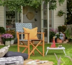 Habitat Folding Wooden Director Chair - Grey & White -Habitat 9610037 R Z001C