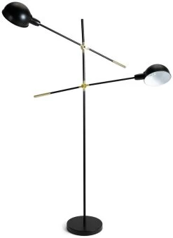 Habitat Jalonee Double Arm Floor Lamp - Black & Brass -Habitat 9616127 R Z001C