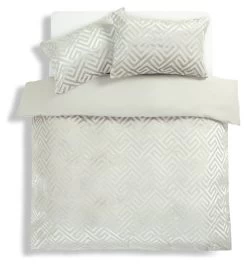 Habitat Geo Velvet Silver Bedding Set - Single -Habitat 9621356 R Z002A
