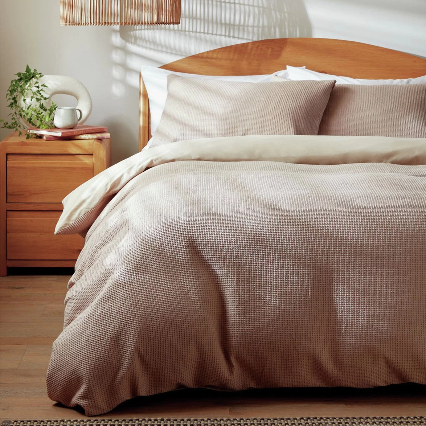 Habitat Cotton Waffle Plain Neutral Bedding Set - Single 4 Habitat Cotton Waffle Plain Neutral Bedding Set - Single - Image 2